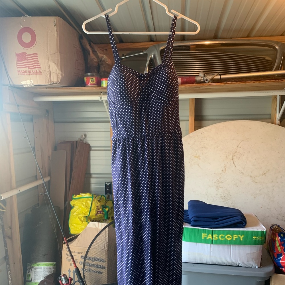 Polka dot navy ankle length jumper